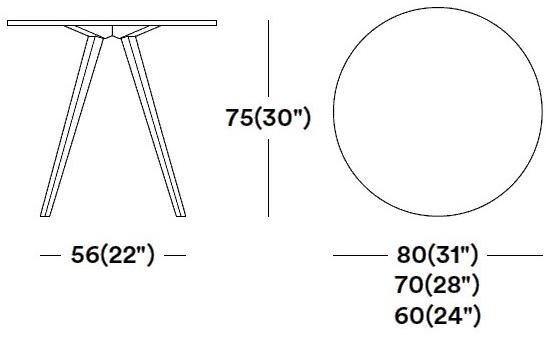 Tirolo Круглый стол из массива дерева Milano 083 h75 t - Вид №1
