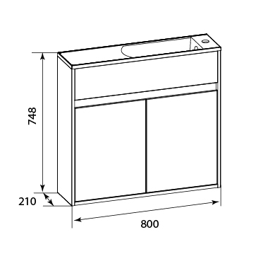 У92325 Тумба с раковиной Stretto 80П 2д. Белый глянец 1 Marka Stretto  - Вид №11