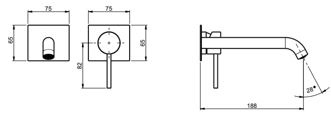 Однорычажный настенный смеситель для раковины из нержавеющей стали с 2 отверстиями Rubinetterie Frattini Pepe XL 316 ARCH-00090404 - Вид №11