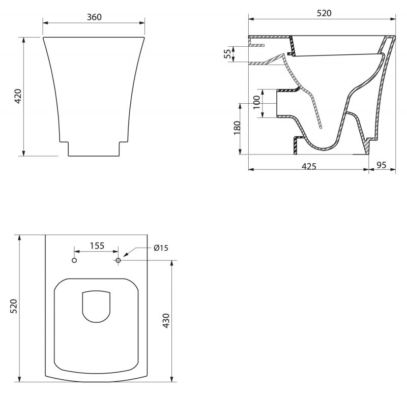 Унитаз приставной BelBagno REGINA Приставной унитаз напольный Белый BELBAGNO REGINA Китай - Вид №4