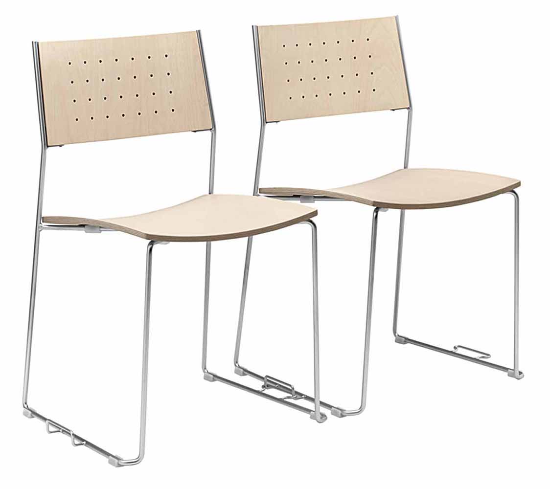 Duo 140G Стул со стальным каркасом из салазок со стяжным устройством, буком и / или обитыми сиденьем и спинкой. Et al. Duo