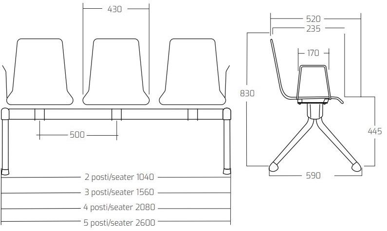 Leyform Сиденье на стальной и кожаной перекладине с подлокотниками Zerosedici sun-id-1415784 - Вид №3