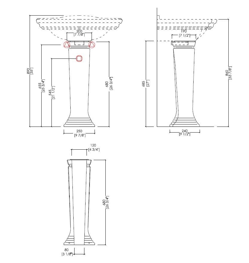 Керамическая раковина на колонне Devon&Devon Вестминстер ARCH-00144448 - Вид №4