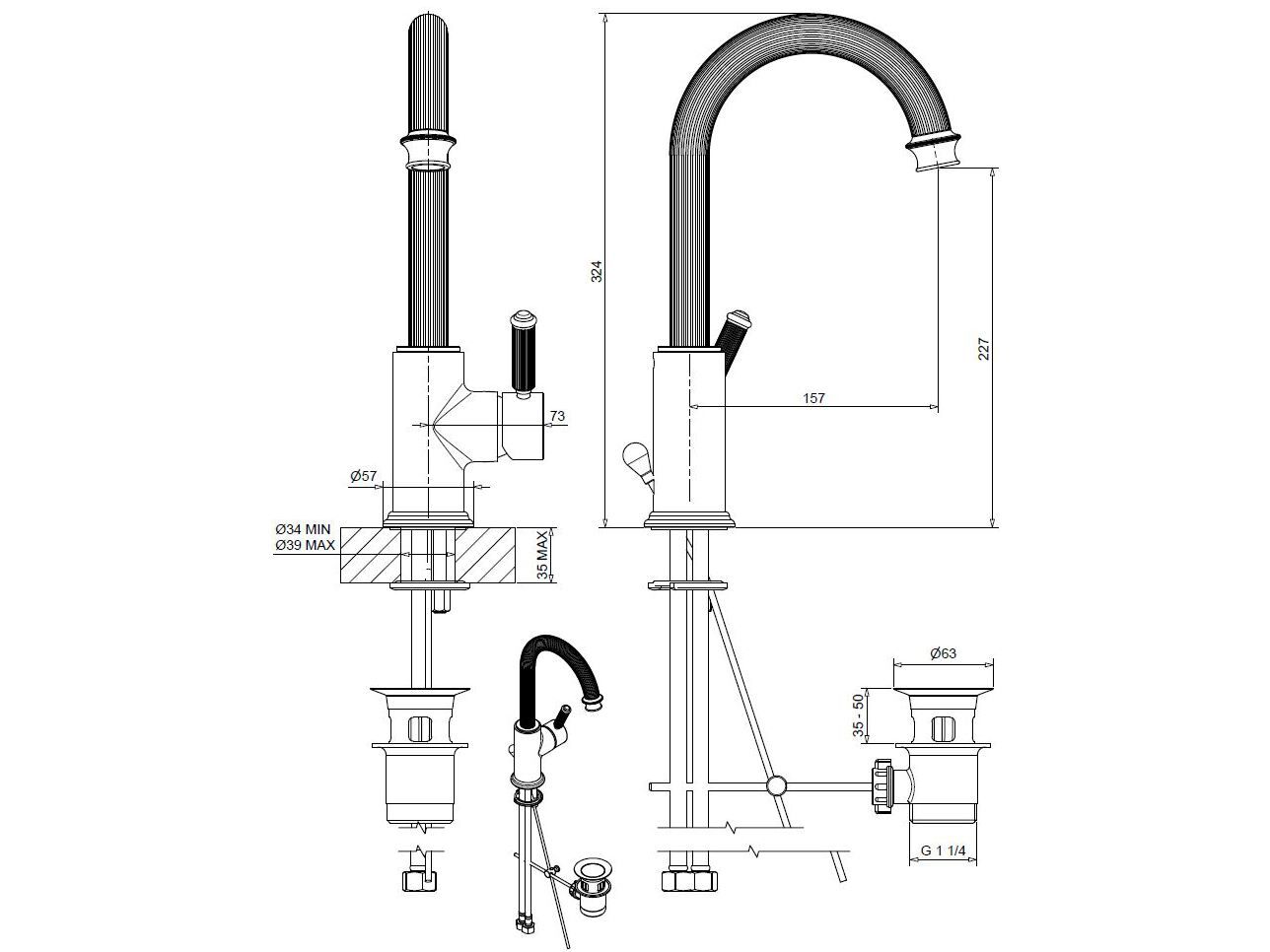 Смеситель для раковины из хромированной латуни Bugnatese Athena ARCH-00136067 - Вид №2