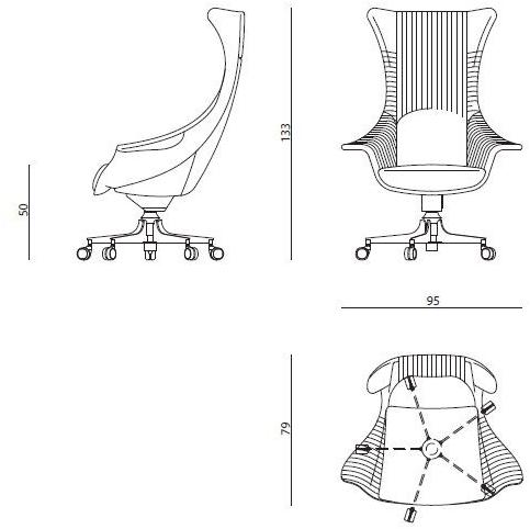 Visionnaire Офисное кресло руководителя с 5 спицами на колесиках sun-id-1482549 - Вид №1