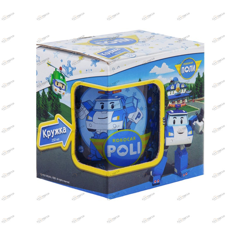 Кружка стеклянная в подарочной упаковке "Робокар Поли. Поли", 250 мл ND PLAY РОБОКАР ПОЛИ 335675 Прозрачный;голубой Santreyd 