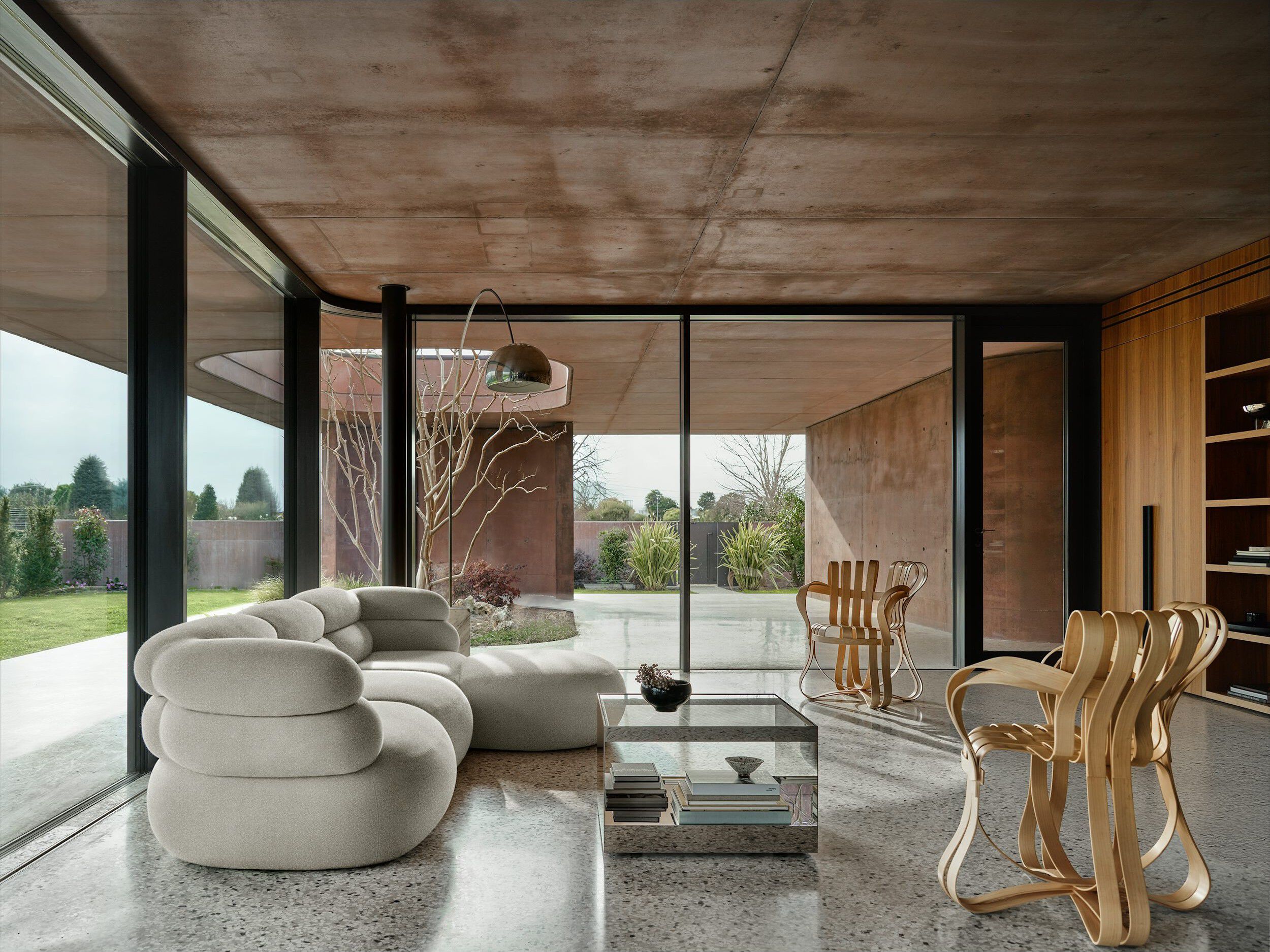 Квадратный стальной журнальный столик со стеклянной столешницей Knoll D'URSO OCCASIONAL TABLE ARCH-00149069 - Вид №15