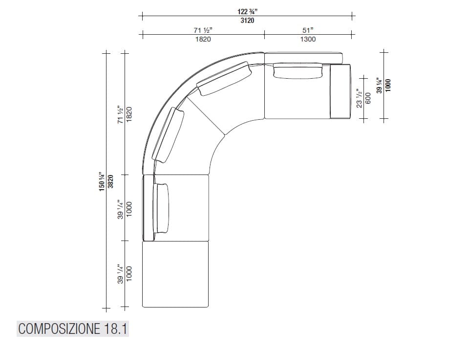 Угловой диван из ткани с полуостровом Lema Venise ARCH-00125173 - Вид №39