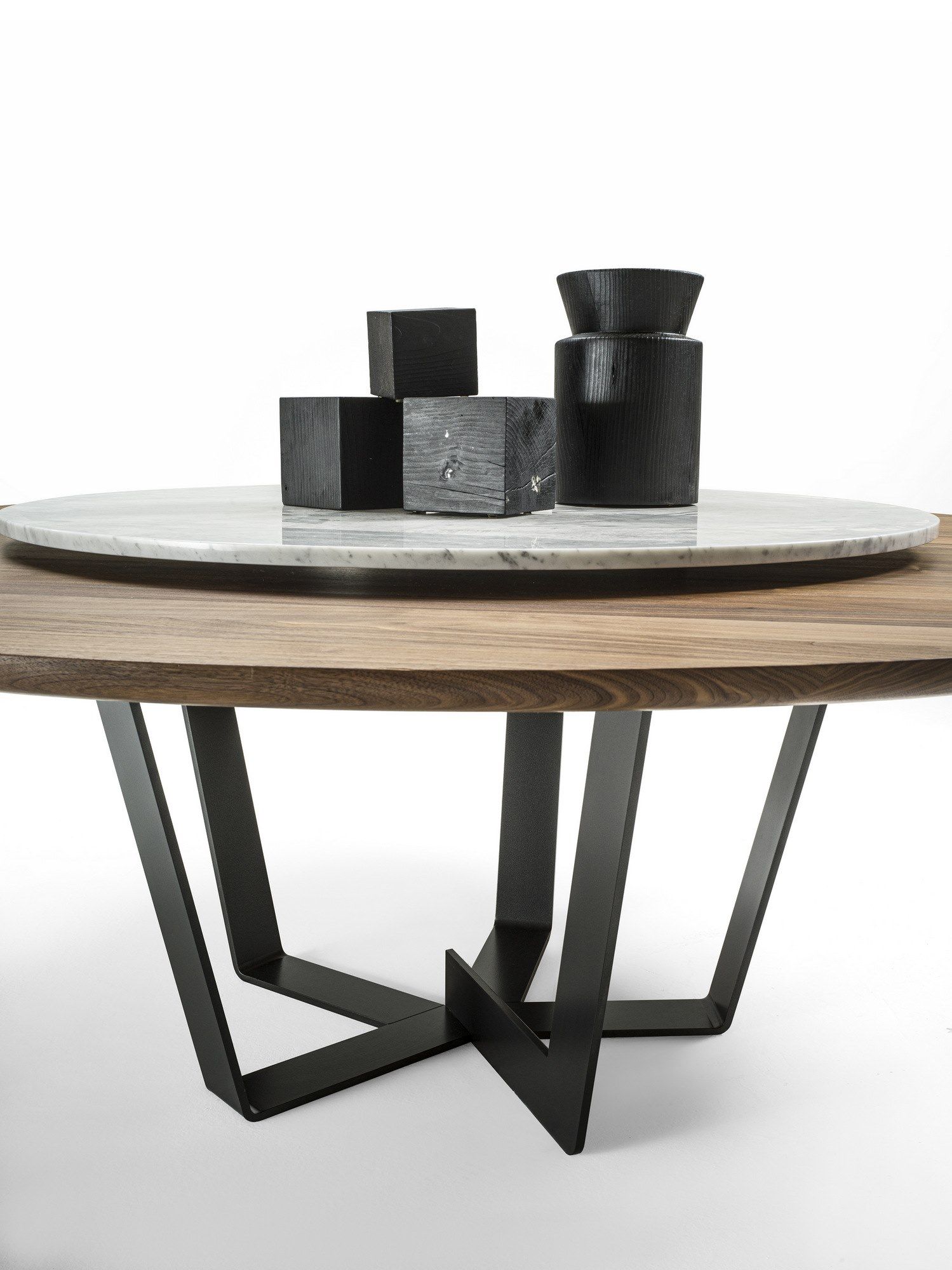 Круглый стол из массива дерева с мрамором Lazy Susan Riva 1920 Kohi ARCH-00106184 - Вид №2