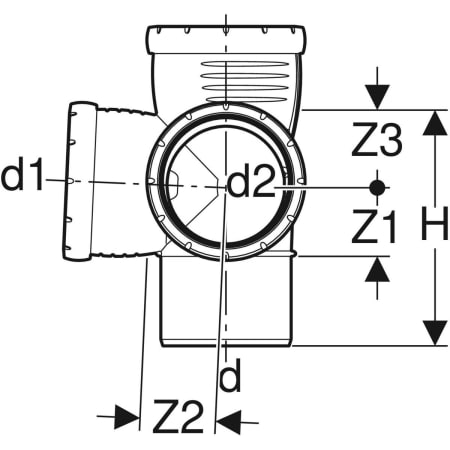 393.459.14.1 Крестовина двухплоскостная Geberit Silent-Pro 87,5° Geberit  - Вид №3