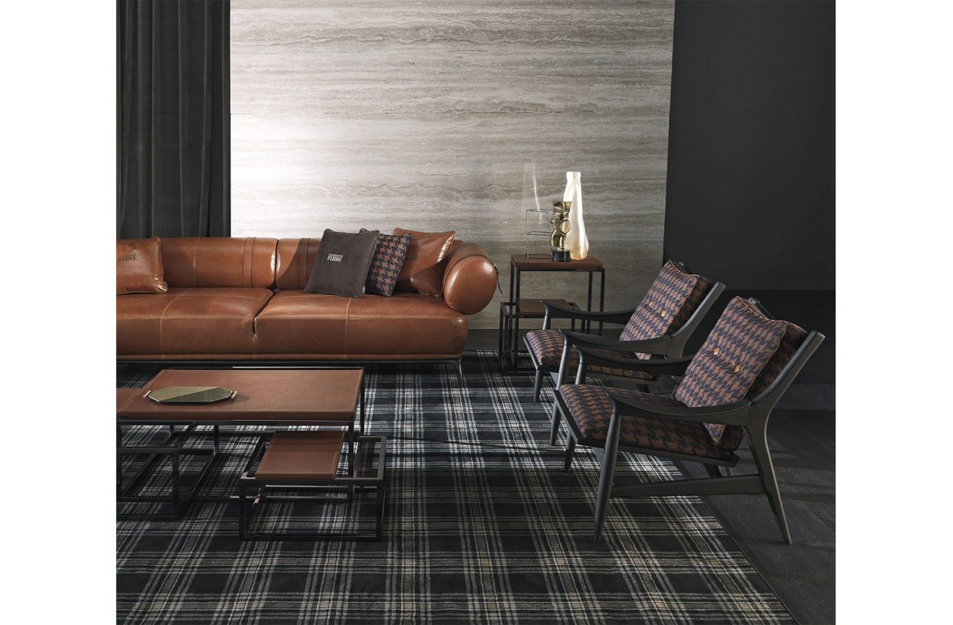 Прямоугольный журнальный столик из хромированной стали и кожи Gianfranco Ferré Home Matrix ARCH-00120809 - Вид №4