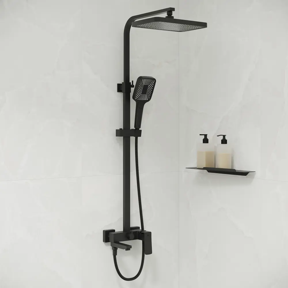 89398725 Душевая система Iddis Brent BREBL3Fi06 со смесителем 1 режим цвет черный STLM-1578399