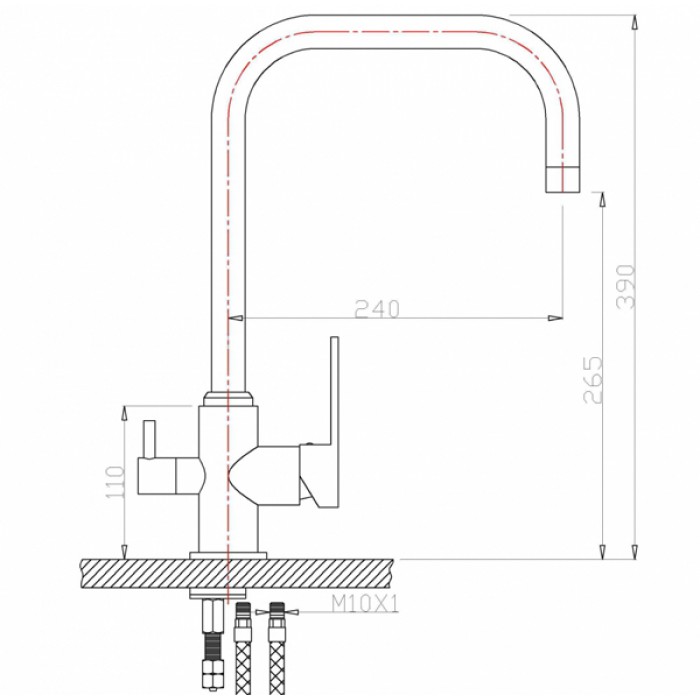 Zorg ZR 318 YF Смеситель для кухни Zorg 390х240 мм  - Вид №2