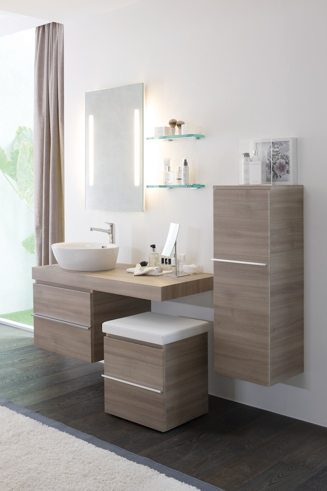 H4020110755191 Шкафчик средний, 2 полки стеклянные, петли слева LAUFEN PRO - Вид №1