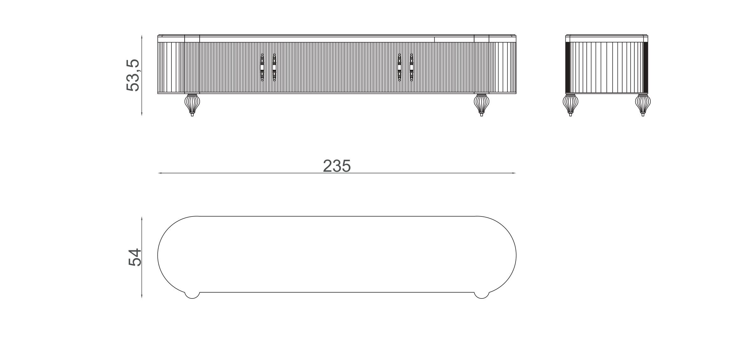Низкий шкаф для телевизора с ящиками Zebrano Elsiyum ARCH-00106122 - Вид №4