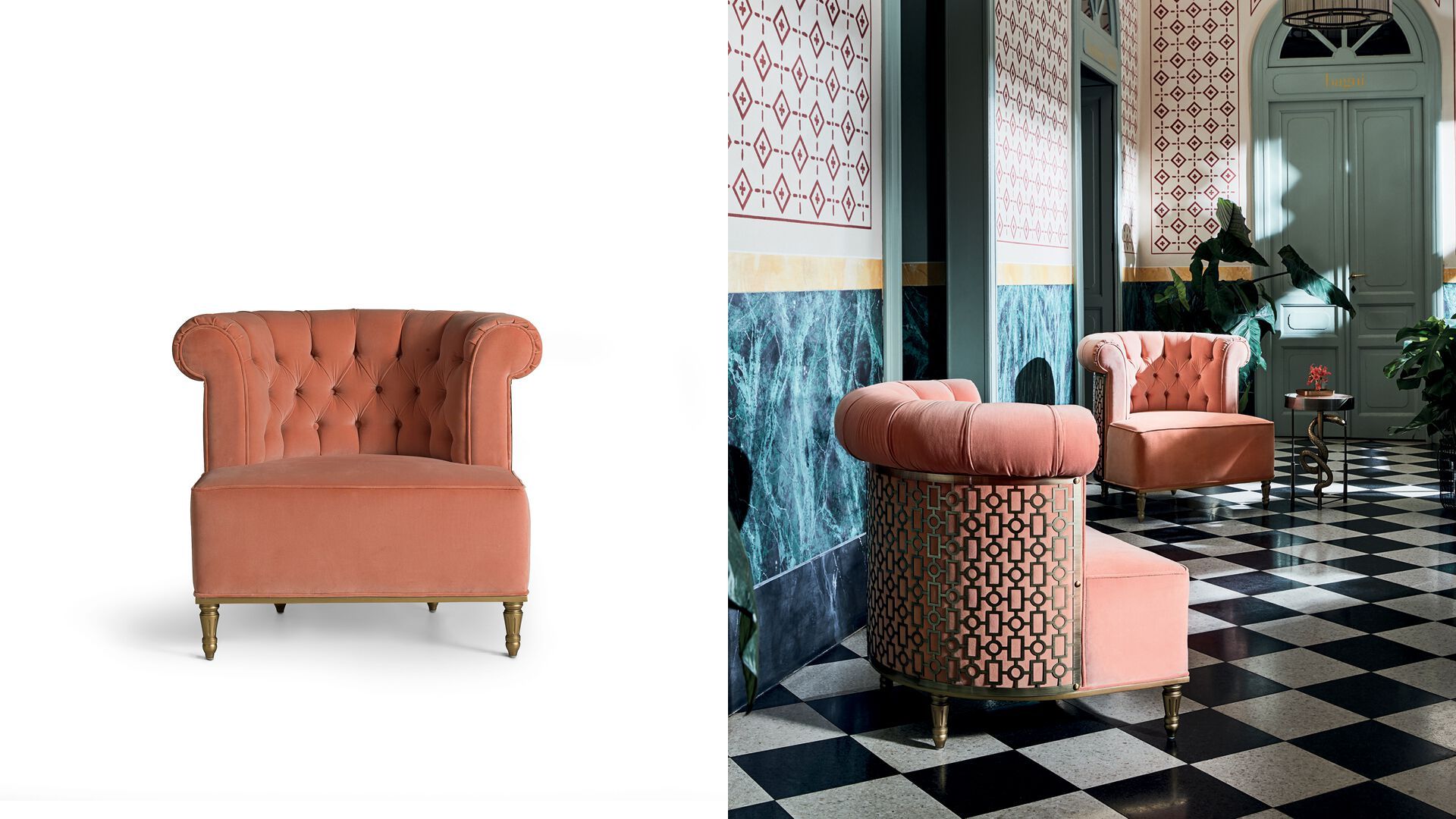 Тканевое кресло с металлической спинкой ANGELO CAPPELLINI New Classic Interiors ARCH-00024568 - Вид №1