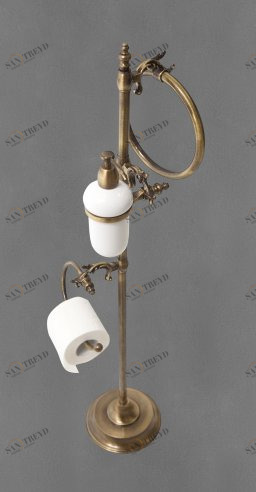 Стойка напольная с полотедержателем, диспенсером для жидкого мыла и держателем для туалетной бумаги ART&MAX BAROCCO AM-2164-Cr