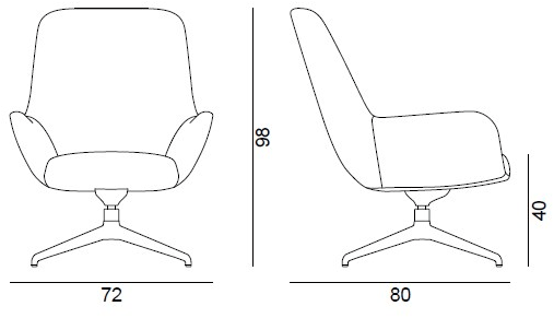 Quadrifoglio Кресло в современном стиле, обитое тканью, с 4-мя спицами и подлокотниками. City sun-id-1476817 - Вид №5