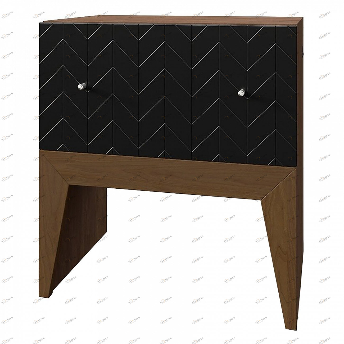 Тумбочка прикроватная для спальни с ящиком черная с рисунком "Елка" Still New BRAGIN DESIGN  256449 Черный 