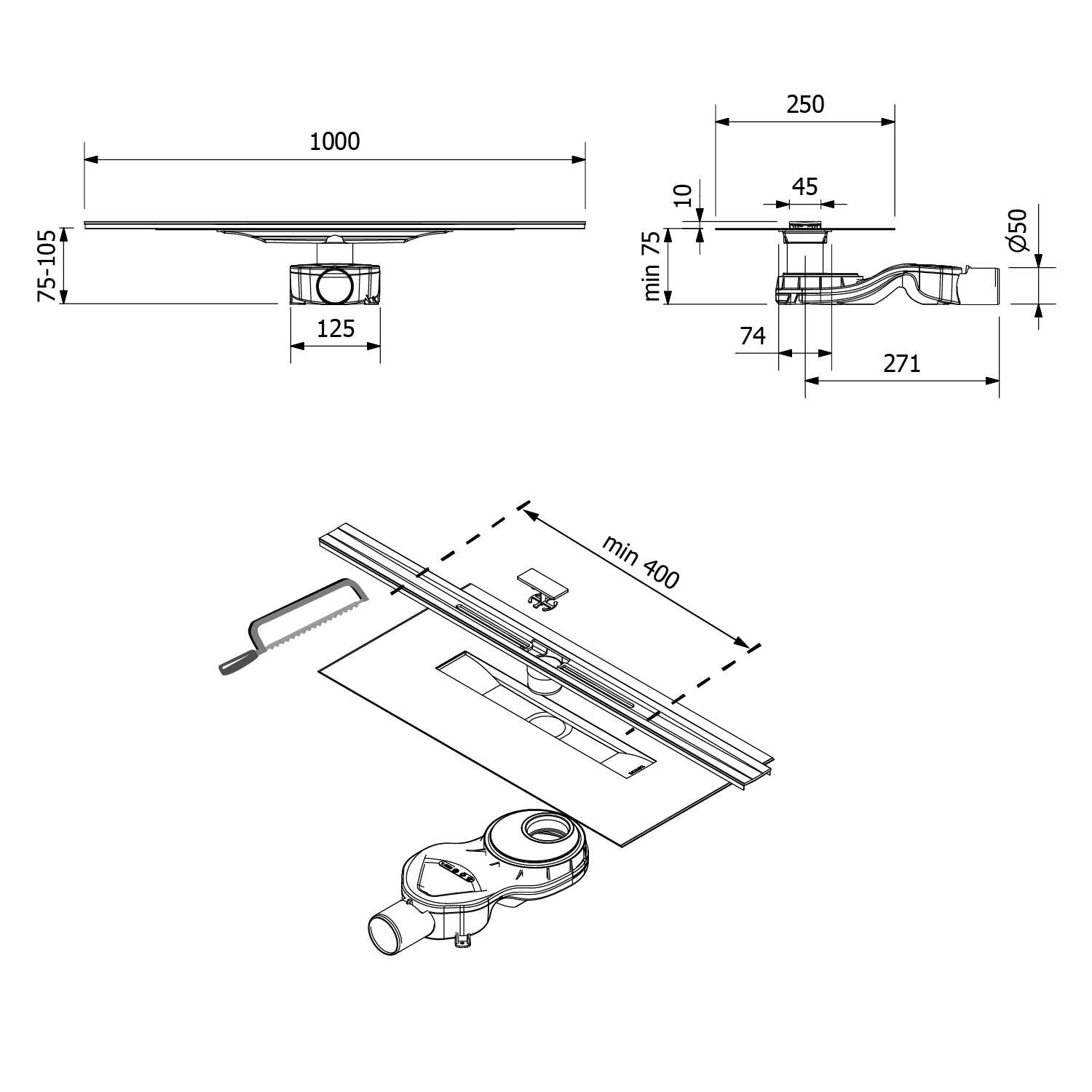 RV100 Polysan Сточные каналы для душевых кабин  - Вид №2