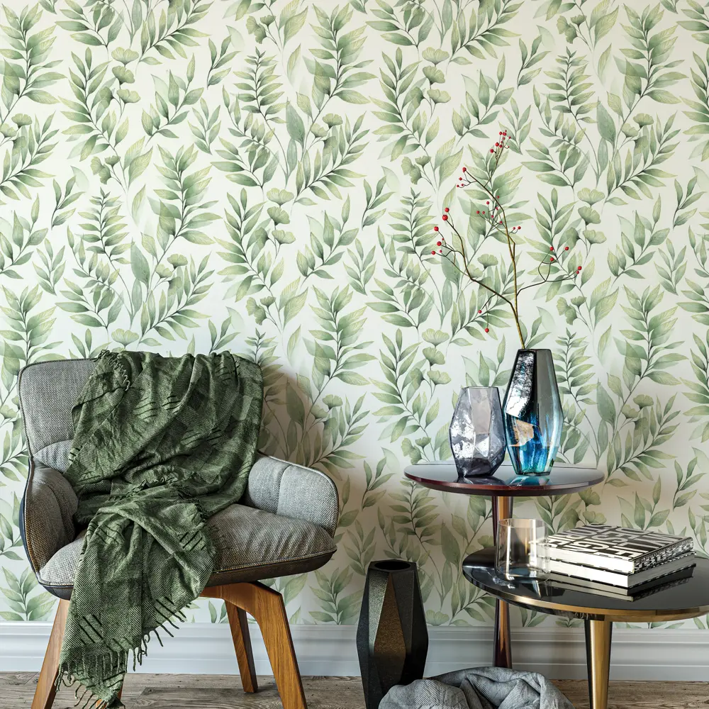 INSPIRE Money Flower - флизелиновые обои с цветочным орнаментом в зеленых тонах 87289651 STLM-0823080 - Вид №2