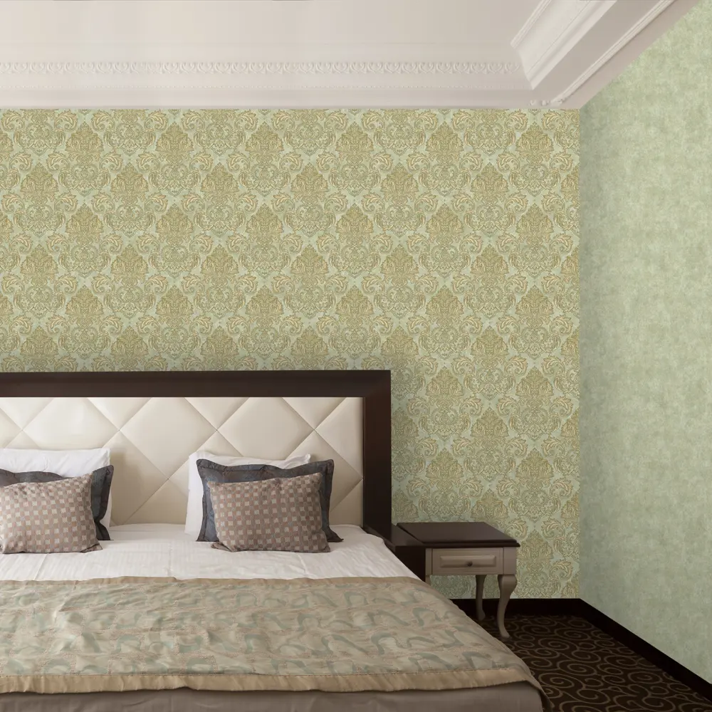 Обои флизелиновые Euro Decor Barocco зелёные 1.06 м 3700-6 81961370 STLM-2109155 - Вид №4