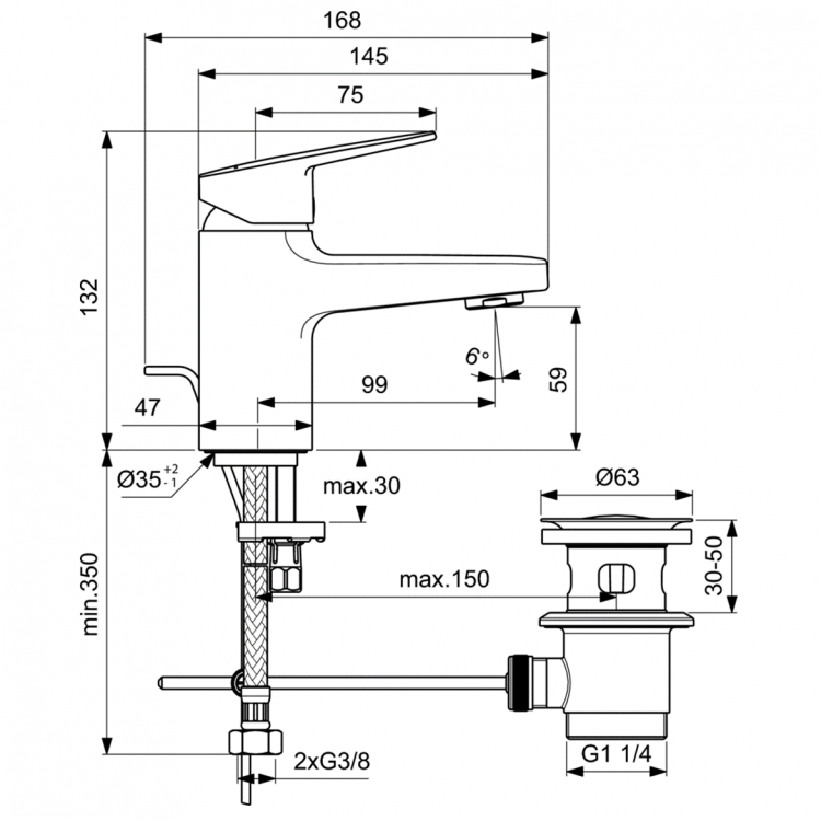 BD273AA Смеситель для раковины Ideal Standard CERAPLAN  - Вид №3