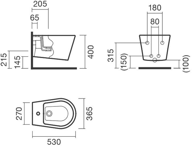 Биде подвесное 53 Sanitana GLAM + крышка с механизмом (микролифт) S10069034900000 ( GLBD3 ) S10069034900000;S80006761600000 - Вид №1