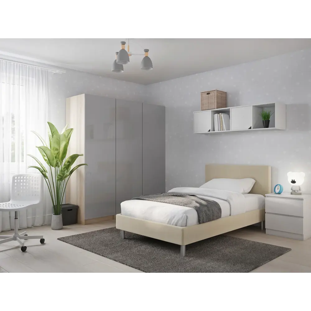 Santreyd Лион - распашная дверь для модульного шкафа 39.6x193.8 см серый глянец 88967152 STLM-1081024 - Вид №5