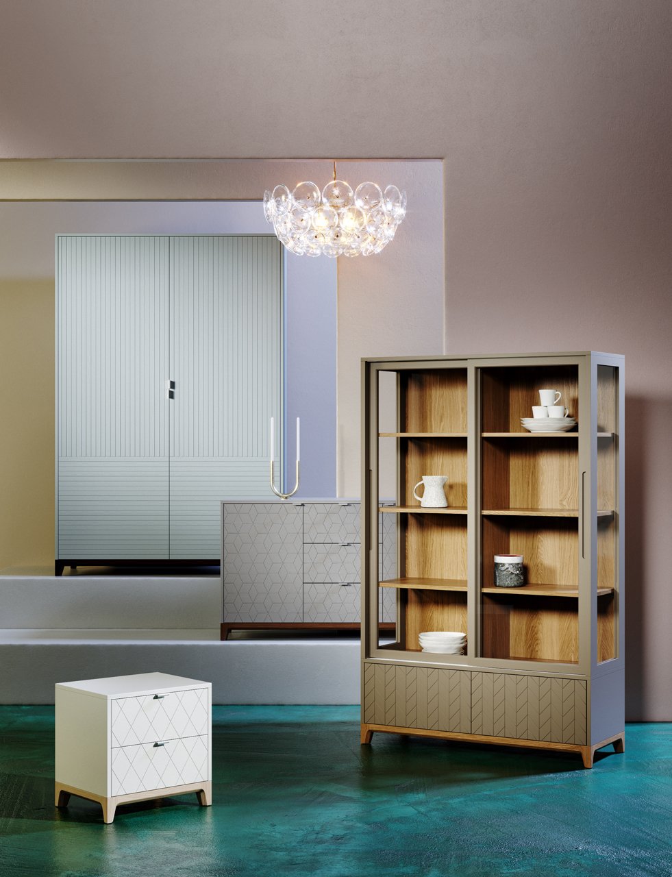 Шкаф распашной двухдверный платиновый Case THE IDEA  210348 Серый  - Вид №4