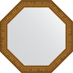 BY 3965 Зеркало в багетной раме - виньетка состаренное золото 56 mm EVOFORM Octagon