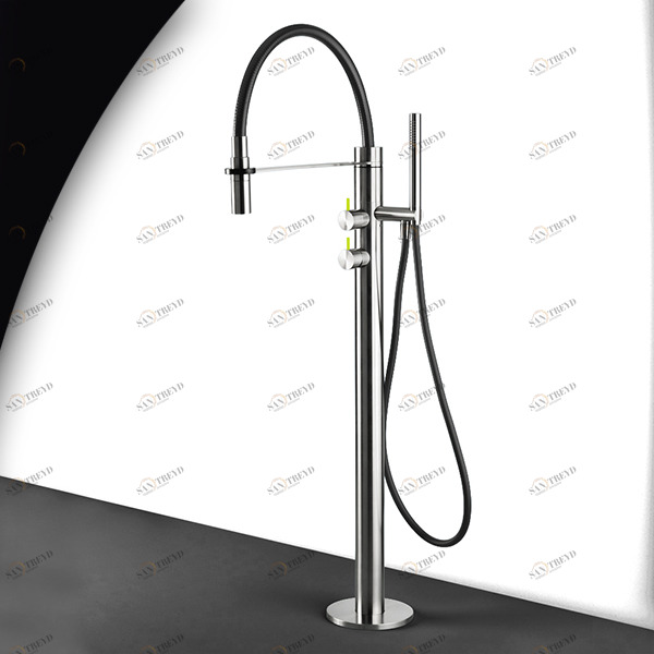 Смеситель для ванны матовая сталь с зеленой ручкой Toki Radomonte PV2SCIL23