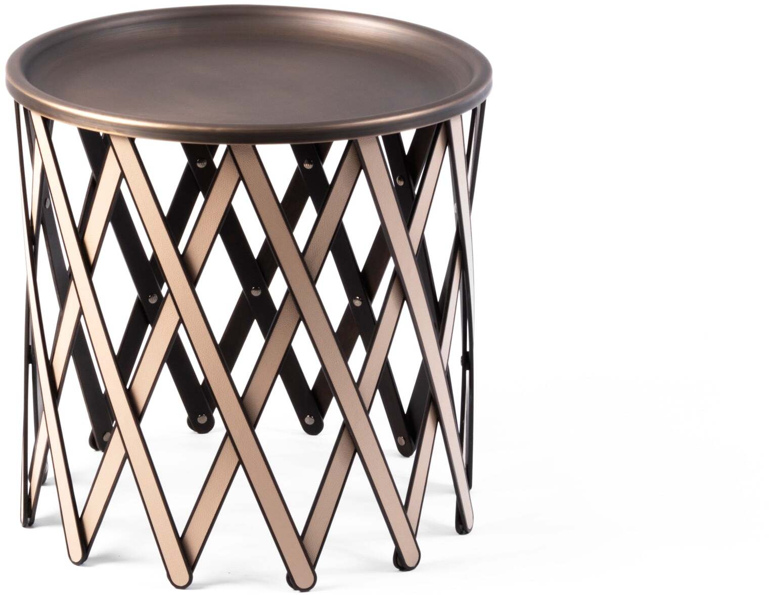 Складной столик Safari - Ø 50X В48 см / зернистая кожа_черный