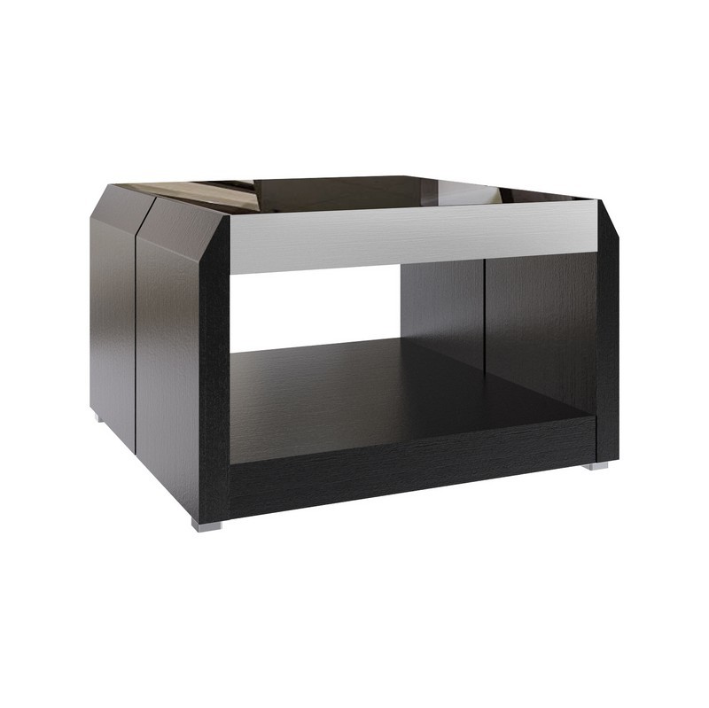 Журнальный столик черный со стеклянным топом и полкой Techno Dark PUSHA PUSHA 062881 Черный  - Вид №2