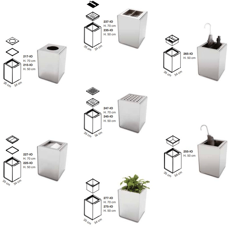 Caimi Brevetti Пепельница для общественных мест из нержавеющей стали Prisma sun-id-1360845 - Вид №3