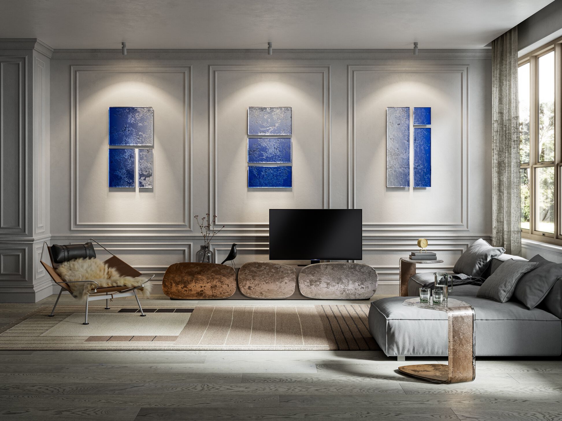 Низкий стеклянный шкаф для телевизора с распашными дверцами ARTE VENEZIANA Melt ARCH-00119146 - Вид №3