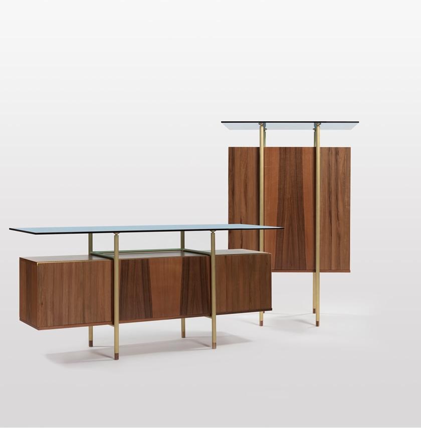 Medulum Комод с откидными дверцами из орехового дерева и стеклянной столешницей Serica Ser.cre  - Вид №2