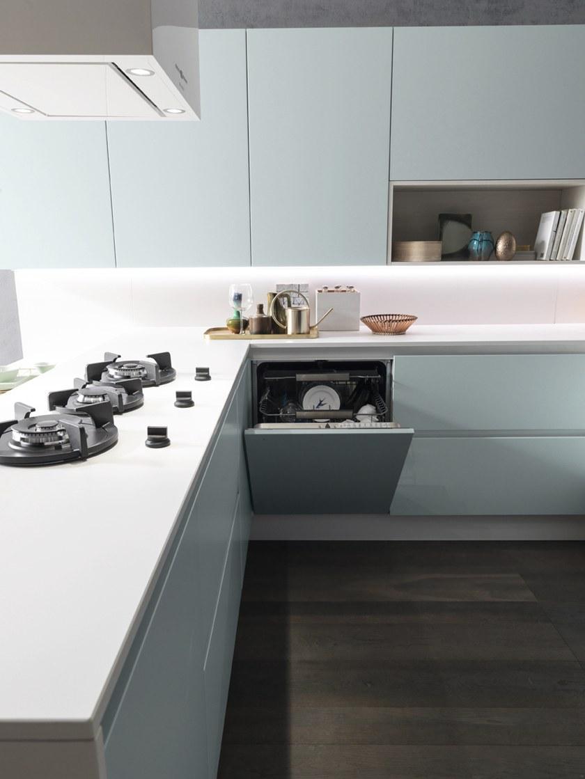 Febal Casa Лакированная встроенная кухня с полуостровом sun-id-1384949 - Вид №6