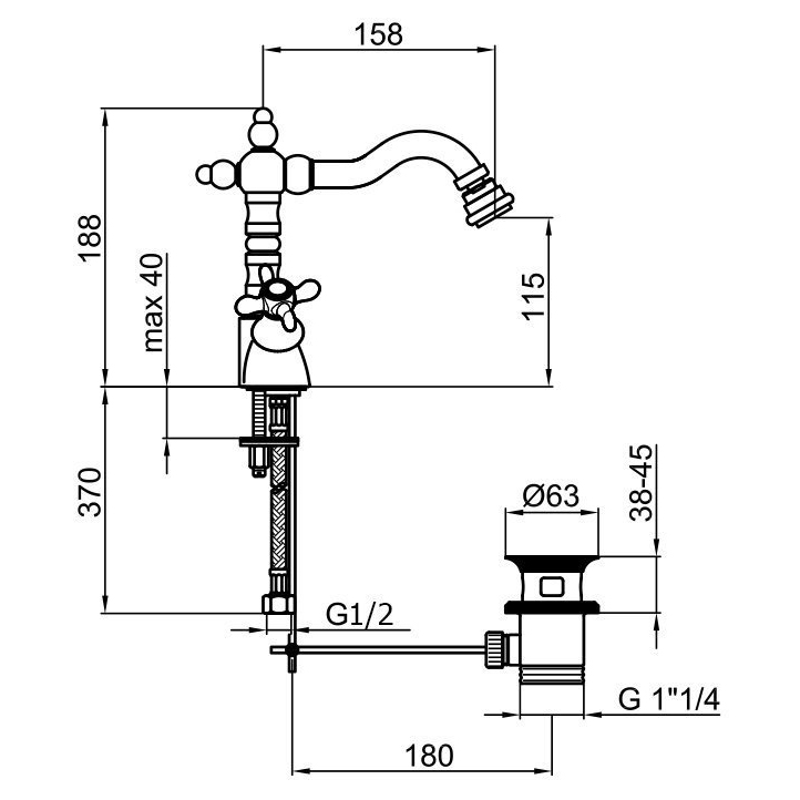 OT710402065 Смеситель для биде Webert Ottocento - Вид №1