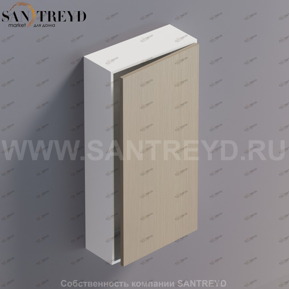 LIFT Модульный шкаф 80 см с правой дверью на доводчиках. Модули могут располагаться горизонтально и вертикально. Отделка: белая краска и серый дуб. AMOB052RCLZDX Agape