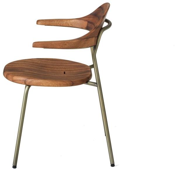 BassamFellows Штабелируемый стул из нержавеющей стали и дерева с подлокотниками Bicorn Cb-59 - Вид №2