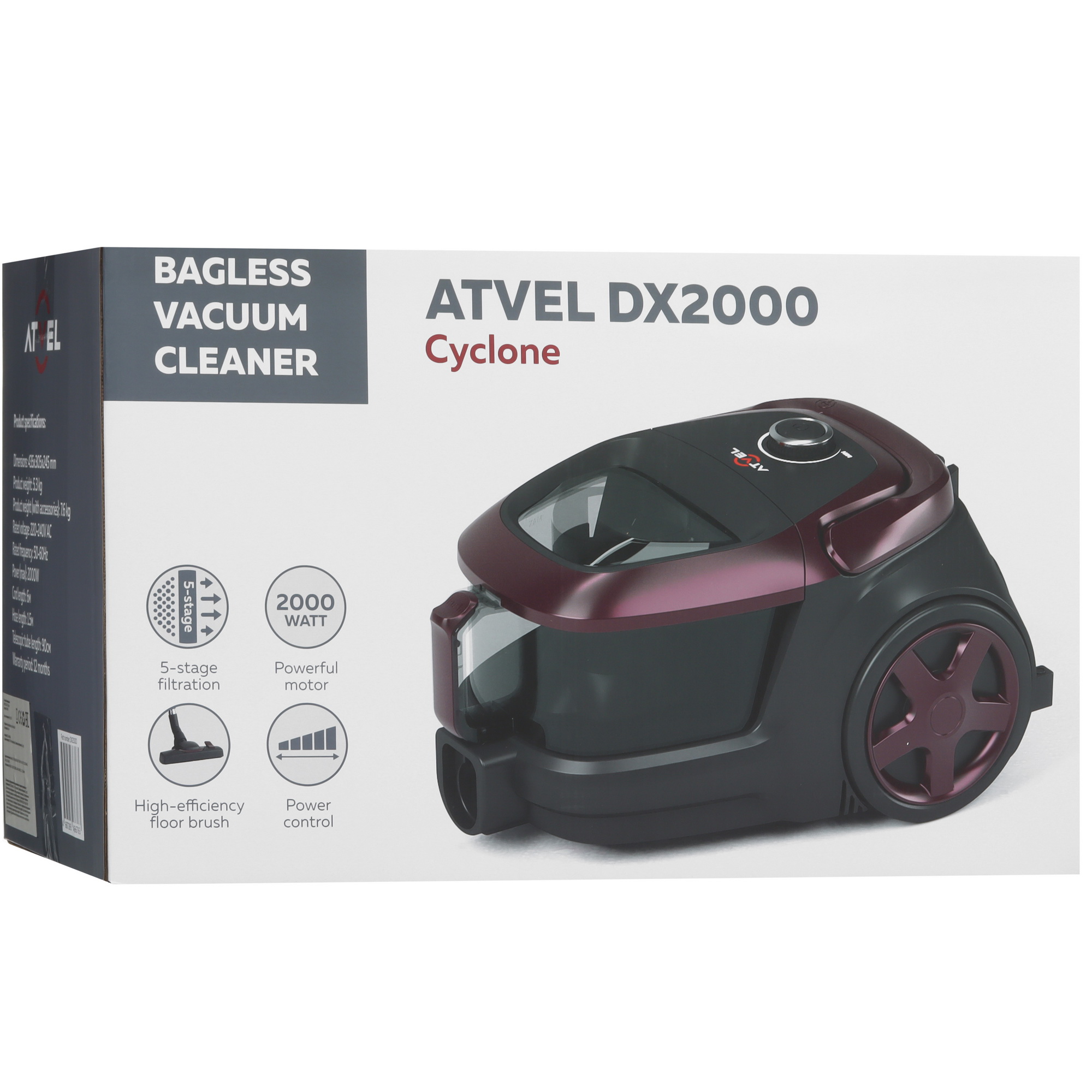 9054669 Пылесос Atvel DX2000 бордовый STDN-0023649 - Вид №15