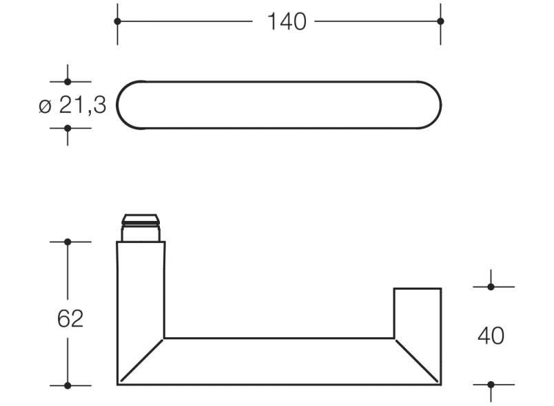 165XAHLT Рычажная рукоятка, часть с отверстием (h-технология) HEWI System 162 | Edelstahl  - Вид №1