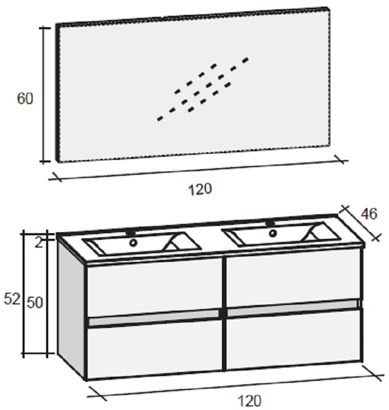 FPO120DP0S15 Комплект мебели Riho Porto Santreyd - Вид №2