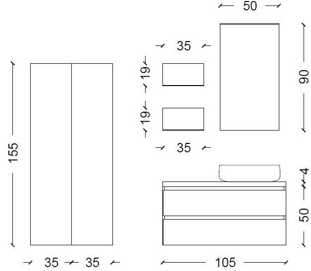Mobiltesino Подвесная тумба под умывальник с ящиками Cromo sun-id-1358840 - Вид №4