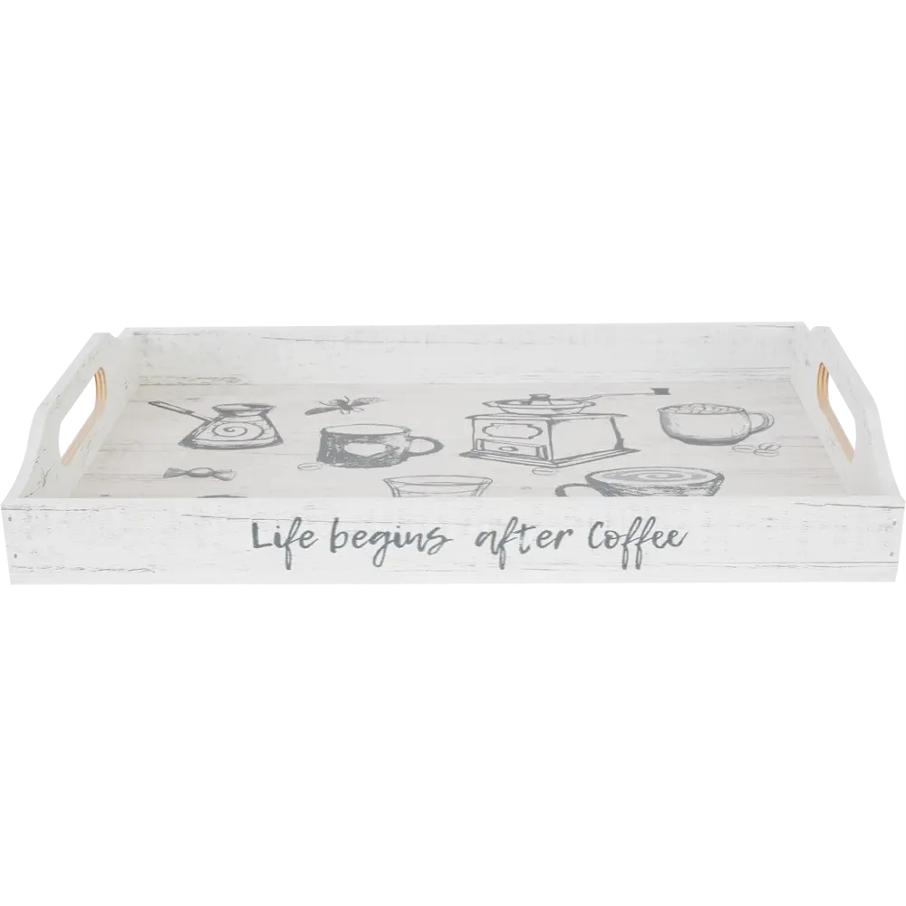 Поднос прямоугольный Графио 41x28 см фанера цвет белый 82853280 STLM-2007053 Santreyd  - Вид №1
