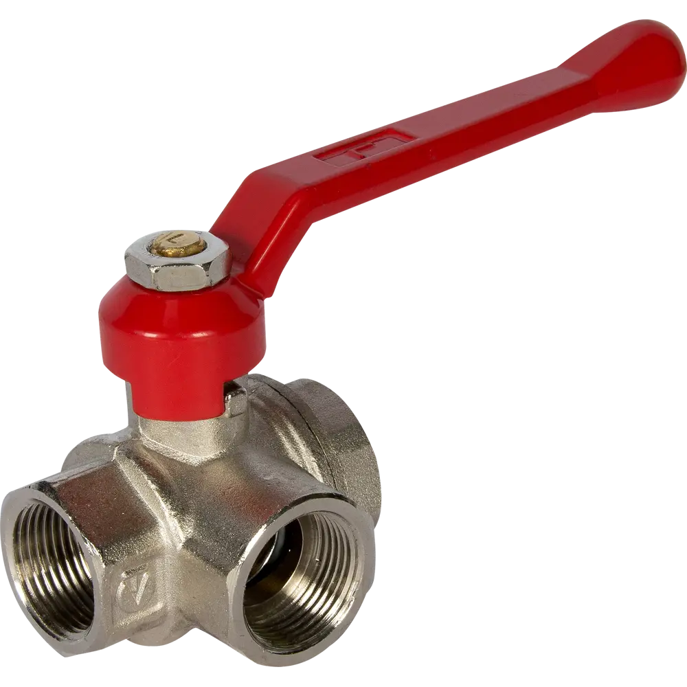 Трехходовой L-образный шаровой кран Valtec 3/4" для систем водоснабжения 10487350 STLM-0000478