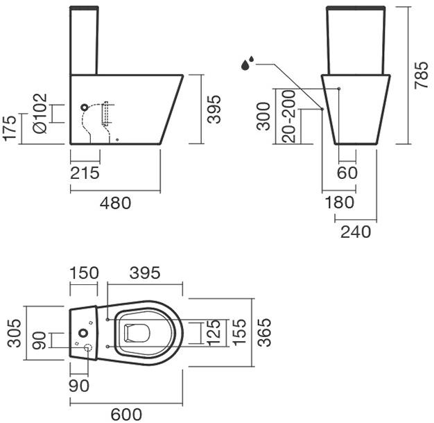 Набор Sanitana компакт GLAM: чаша BTW + сливной бачок + крышка с механизмом (микролифт) S10069323300000;S10069566600000;S80006761800000 - Вид №2
