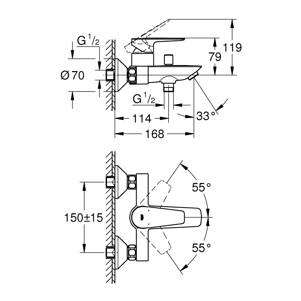 Смеситель для ванны Grohe New Start Edge, цвет хром 86600729 STLM-2091722 - Вид №4