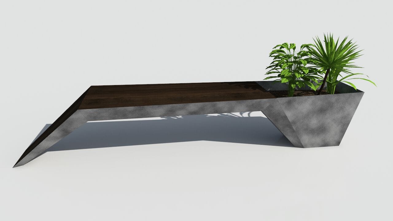 Скамейка из дерева и листового металла со встроенной плантатором без спинки CITYSì URBAN ARCH-00044158 - Вид №29